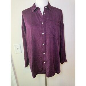J Jill Pure Jill Lava Dyed Button Down Shirt Purple Small Oversized